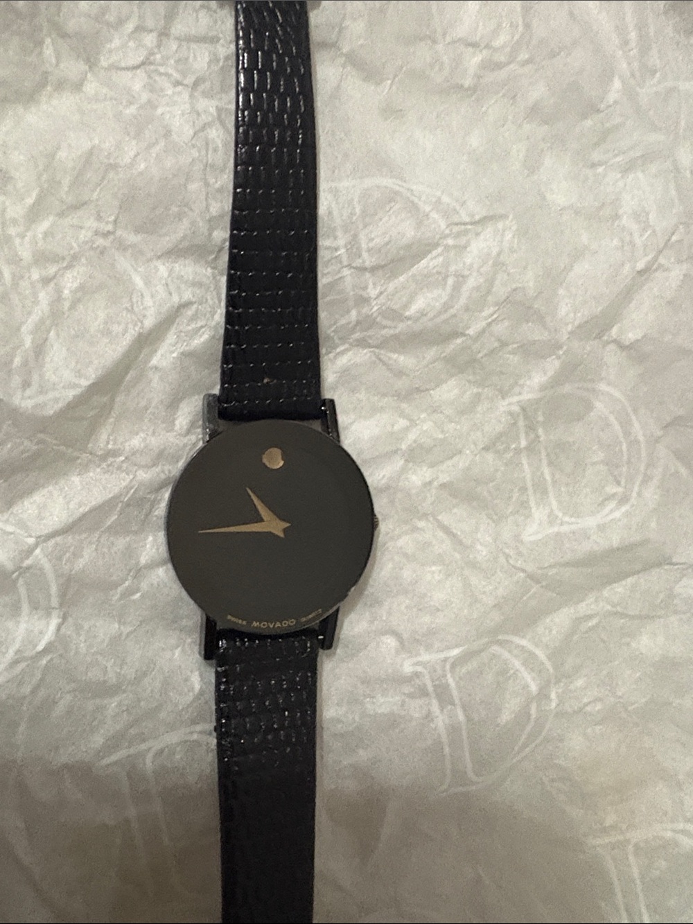 Movado Black Watch with Gold Hands - Picture 3 of 9